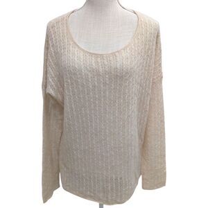Margaret O' Leary Cashmere Spun Silk Sweater Women's L Relaxed Fit Cream/Ivory